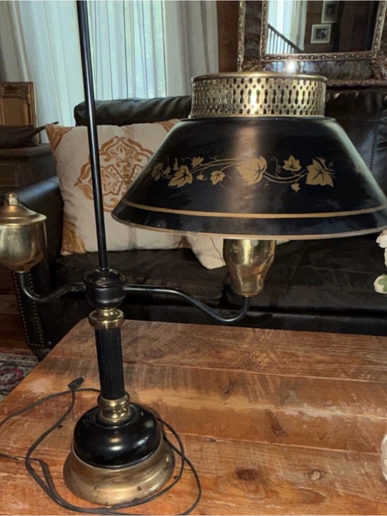 unknown Other - Bouillotte Lamp Vintage Black Gold Floral Shade Metal Empire Traditional Style